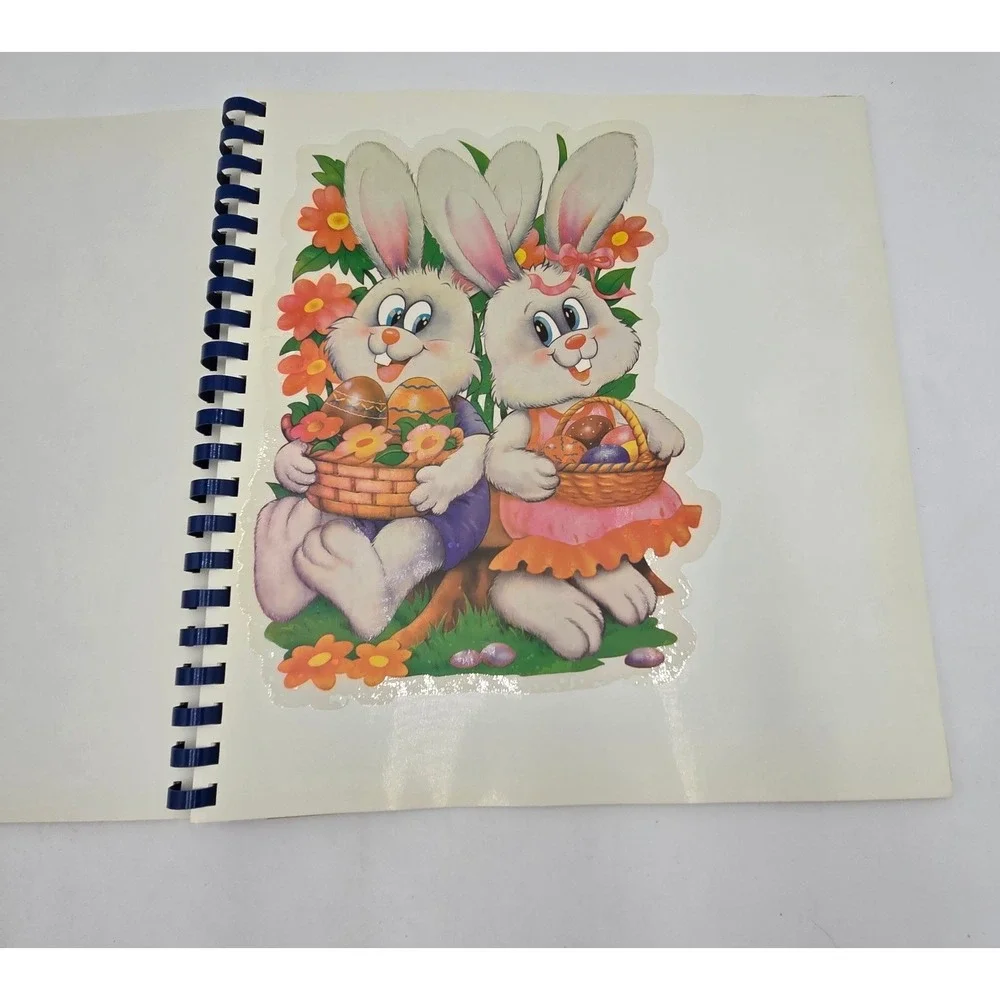 Easter and‎ Spring Vinyl Clings Storage Book Retro Bunny Chick Window Decal